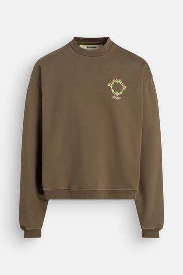 ROUGH. Sweatshirt 'Floral Emblem' braun