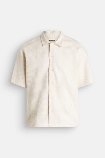 WOODBIRD Kurzarmhemd 'Wang' ecru