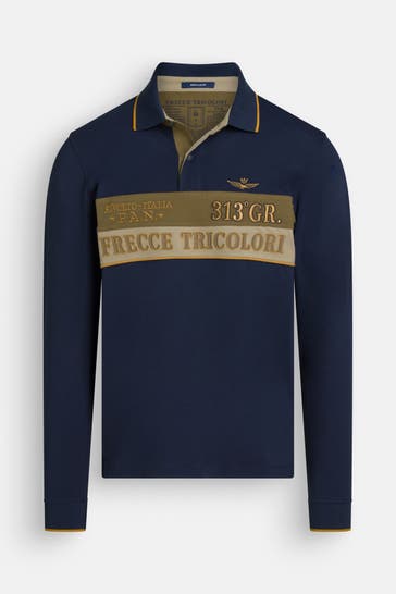 AERONAUTICA MILITARE Dark blue long-sleeved Polo Shirt