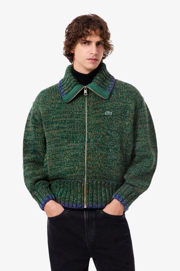 LACOSTE Wollmix-Strickjacke grün