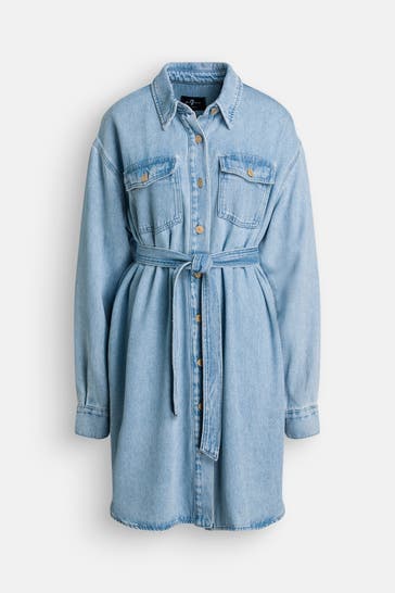 7 FOR ALL MANKIND Jeanskleid hellblau