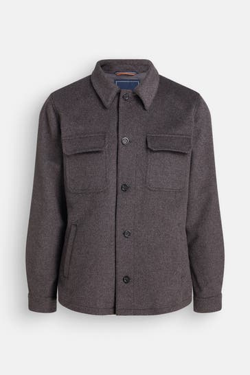 MABRUN Woll-Overshirt 'Allesandro' dunkelbraun