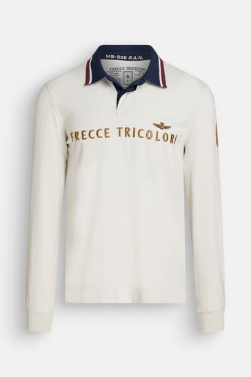AERONAUTICA MILITARE Langarm-Polo offwhite