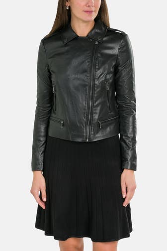 GUESS Lederimitat-Jacke 'New Monica' schwarz