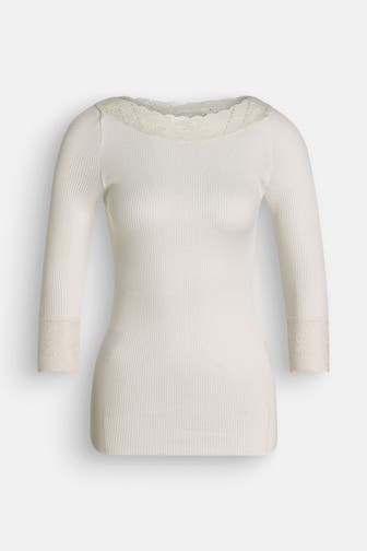 ROSEMUNDE Seidenmix-Spitzenshirt 'Beatha' ecru