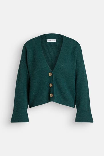 CLAIRE LUISE Wollmix-Strickjacke waldgrün