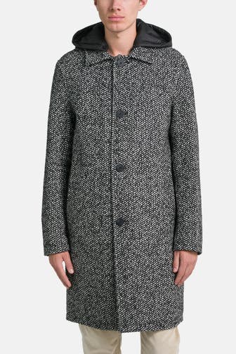 MARC O'POLO DENIM Wollmix-Mantel schwarz-weiß gemustert