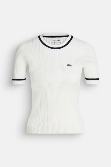 LACOSTE Strickshirt weiß