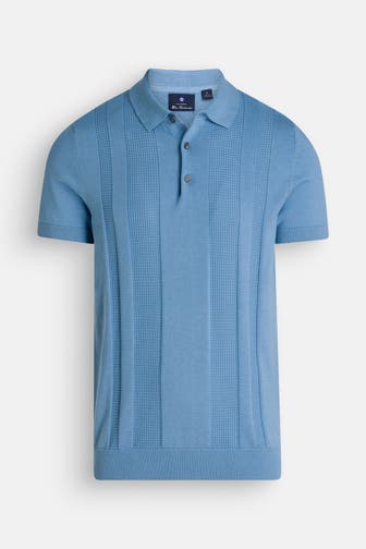 BEN SHERMAN Strick-Polo blau