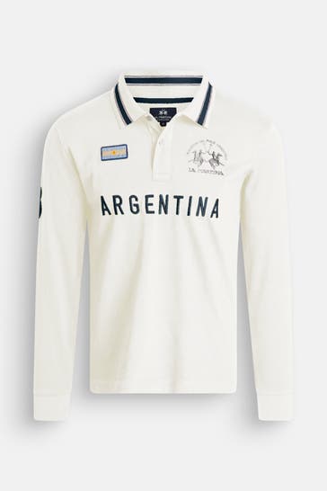 LA MARTINA Longsleeve-Polo ecru