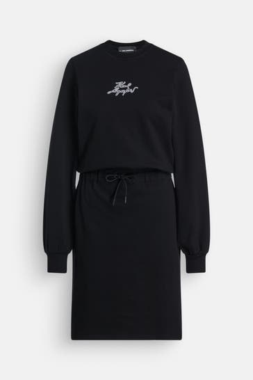 KARL LAGERFELD Sweat-Kleid 'Signature Varsity' schwarz