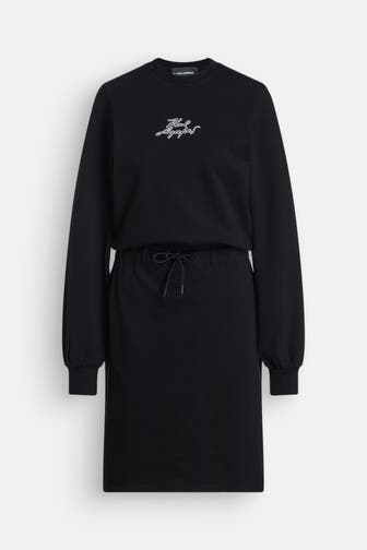 KARL LAGERFELD Sweat-Kleid 'Signature Varsity' schwarz