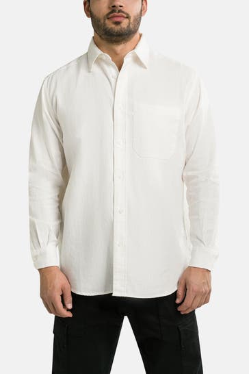 WOODBIRD Leinenmix-Hemd weiß