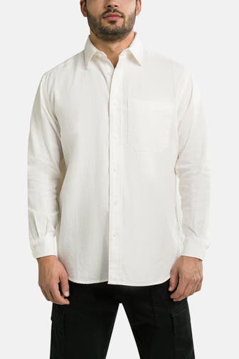 WOODBIRD Leinenmix-Hemd weiß