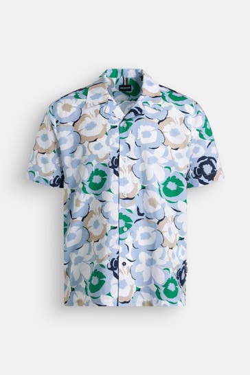 HECHTER Paris Kurzarmhemd hellblau gemustert