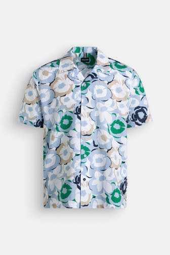 HECHTER Paris Kurzarmhemd hellblau gemustert