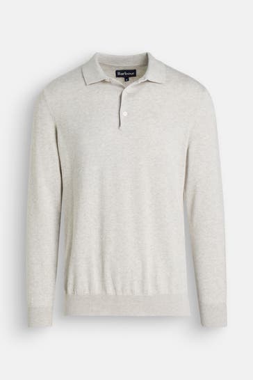 BARBOUR Strick-Polo hellgrau