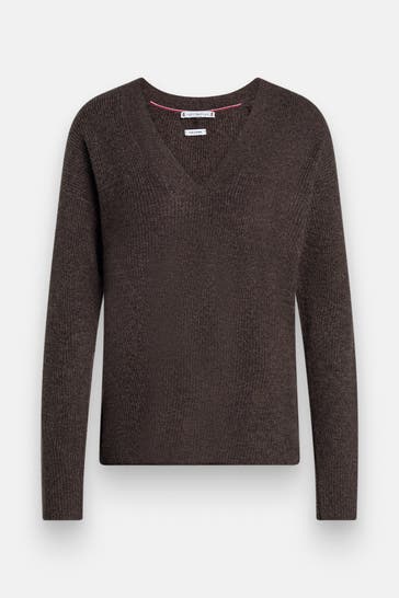 TOMMY HILFIGER Strickpullover dunkelbraun