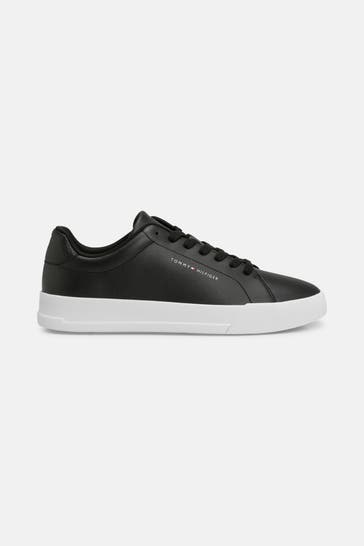 TOMMY HILFIGER Ledersneaker 'Court LTR' schwarz