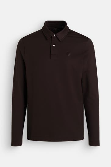 BOGNER Langarm-Polo 'Timon' dunkelbraun
