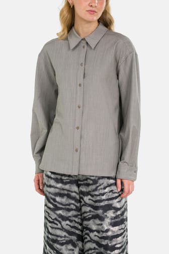 DRYKORN Wollmix-Bluse 'Dhyana' steingrau