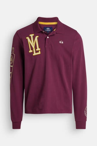 LA MARTINA Langarm-Polo weinrot