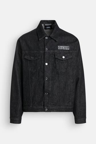 KARL LAGERFELD Jeansjacke 'Ikonik 2.0' blauschwarz