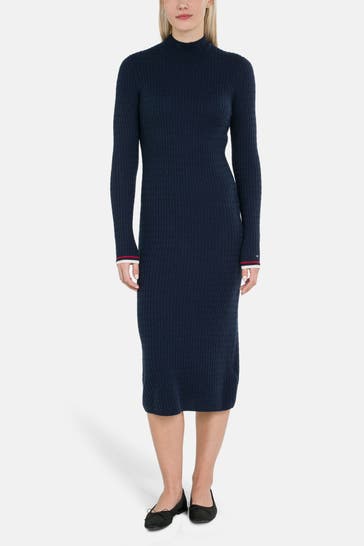 TOMMY HILFIGER Wollmix-Kleid dunkelblau