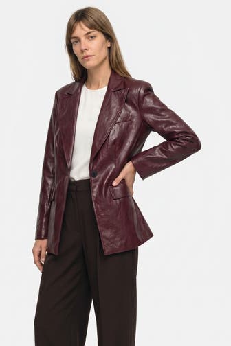 RIANI Lederimitat-Blazer weinrot