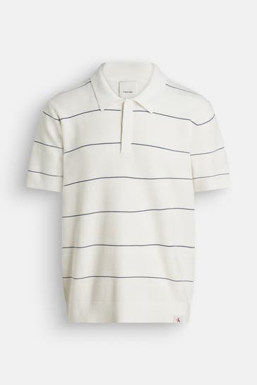 CALVIN KLEIN Strick-Polo offwhite