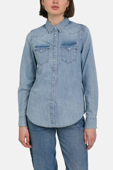 REPLAY Jeansbluse blau