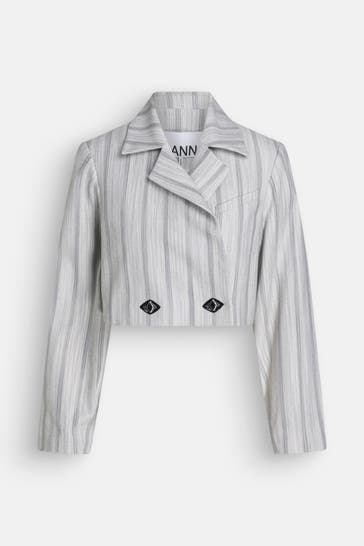 GANNI Kurzblazer gestreift grau
