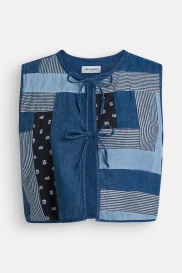 LOLLYS LAUNDRY Weste 'Ilsa' blau gemustert