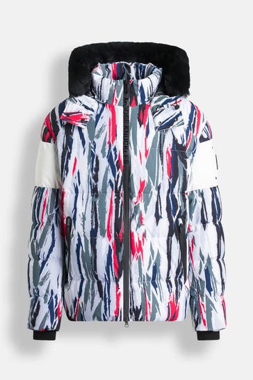 MOOSE KNUCKLES Daunenjacke 'Strivers' weiß gemustert