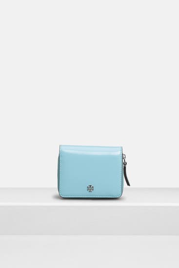 TORY BURCH - Ledergeldbörse 'Emerson' hellblau