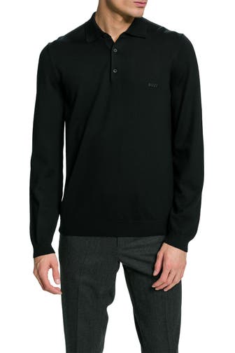 BOSS Strick-Polo 'Banet' schwarz