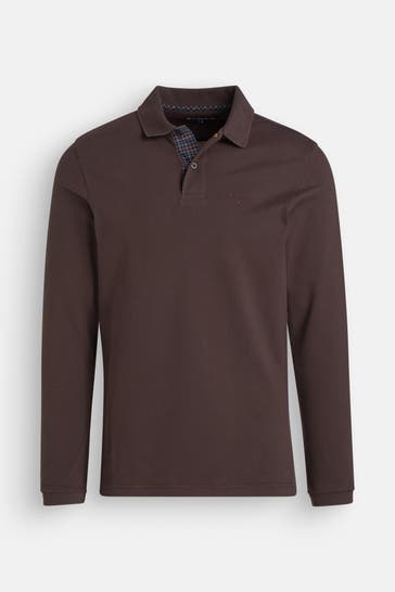 BARBOUR Polo-Longsleeve dunkelbraun
