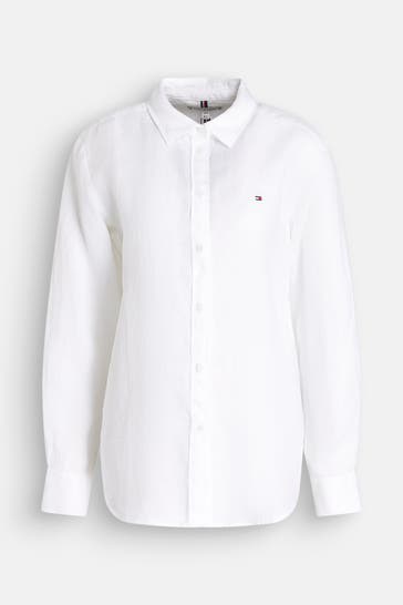 TOMMY HILFIGER Leinenbluse weiß