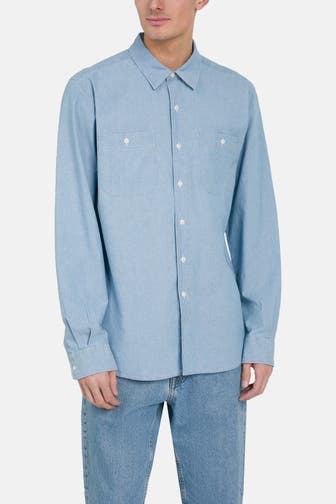 WOOLRICH Casual-Hemd 'Chambray' taubenblau