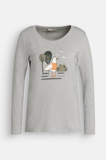 BARBOUR Longsleeve hellgrau meliert