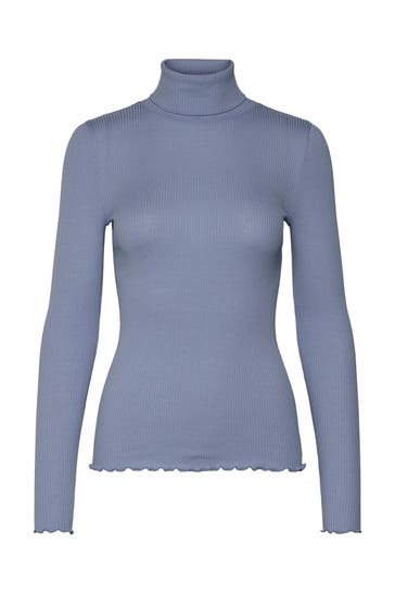 ROSEMUNDE Seidenmix-Longsleeve taubenblau