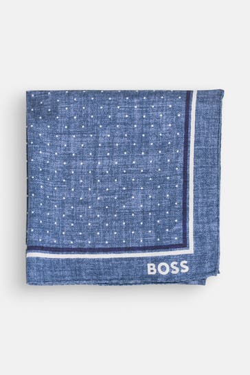 BOSS Einstecktuch blau gemustert