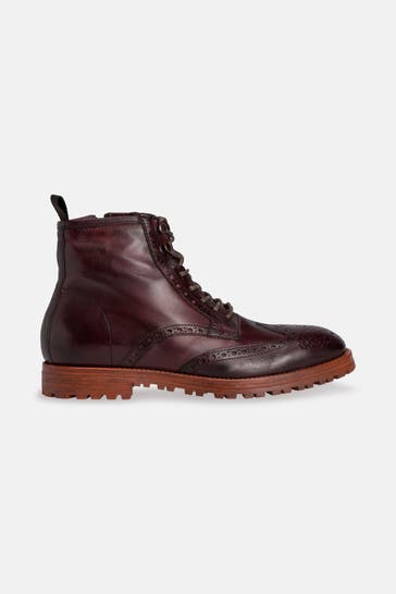 PRIME SHOES Leder-Schnürstiefel bordeaux