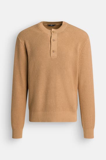 7 FOR ALL MANKIND Strickpullover 'Henley' camel 