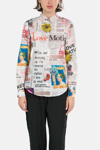 DESIGUAL Bluse 'Newspaper' gemustert