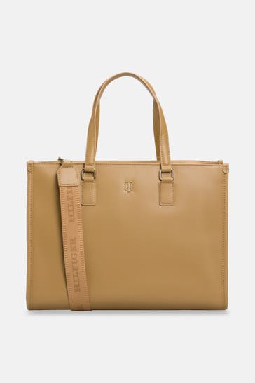 TOMMY HILFIGER Handtasche 'Monotype' hellbraun