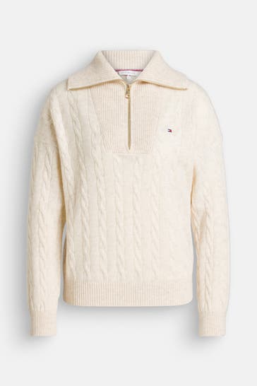 TOMMY HILFIGER Woll-Troyer creme