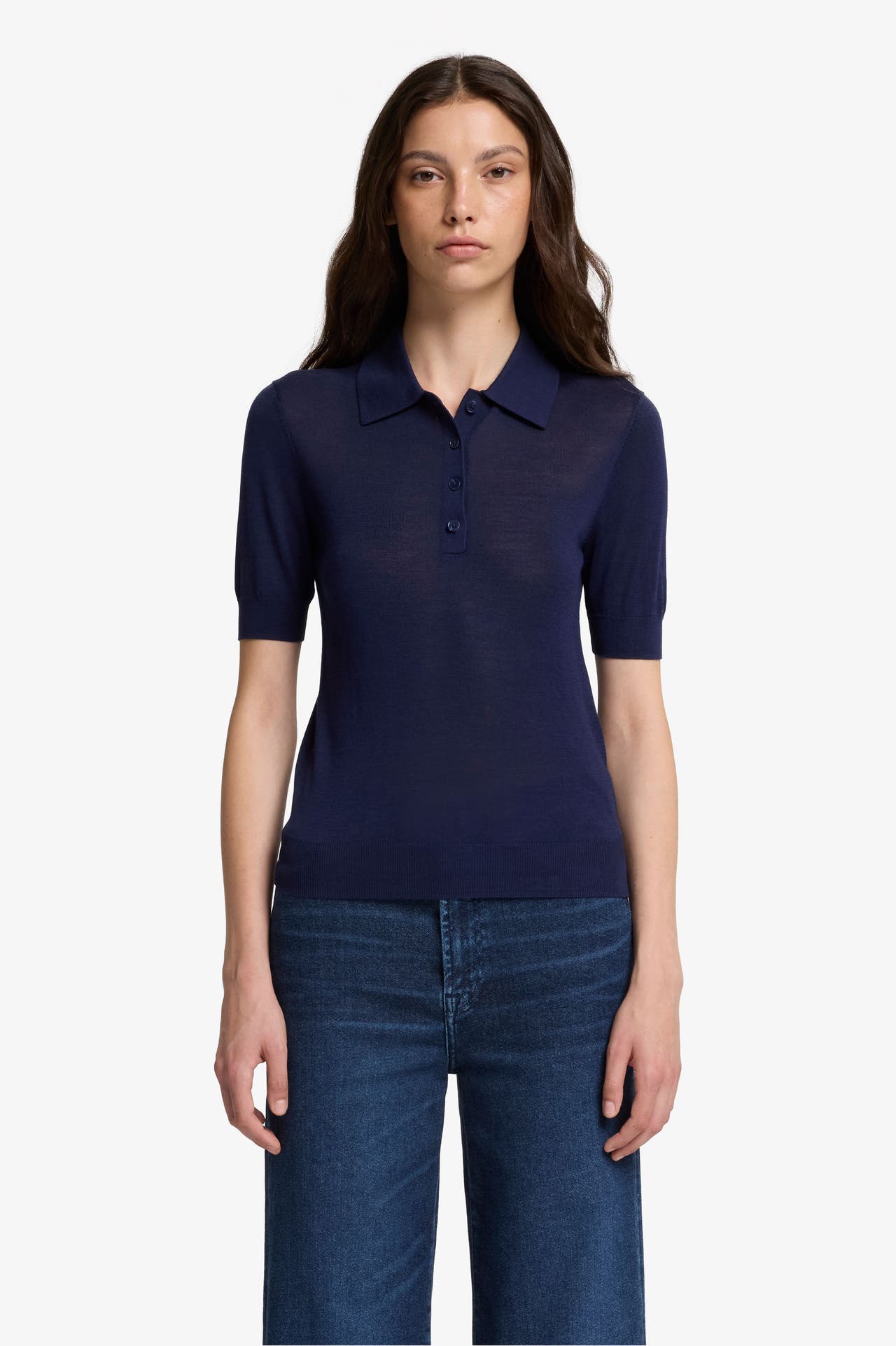 7 FOR ALL MANKIND Seidenmix-Polo navy, Bild 1