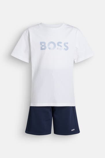 BOSS T-Shirt und Shorts nachtblau-weiß