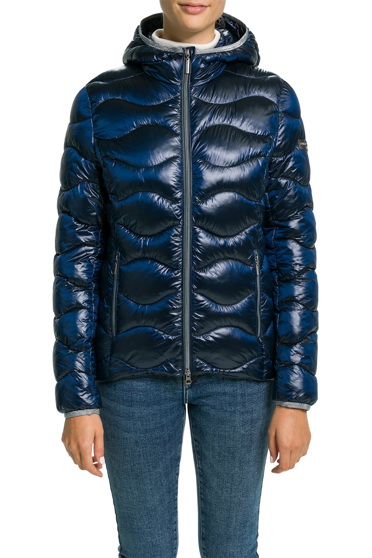 Frieda & Freddies Quilted Dark Navy Puffa Coat 3749c Col 99 main image 0